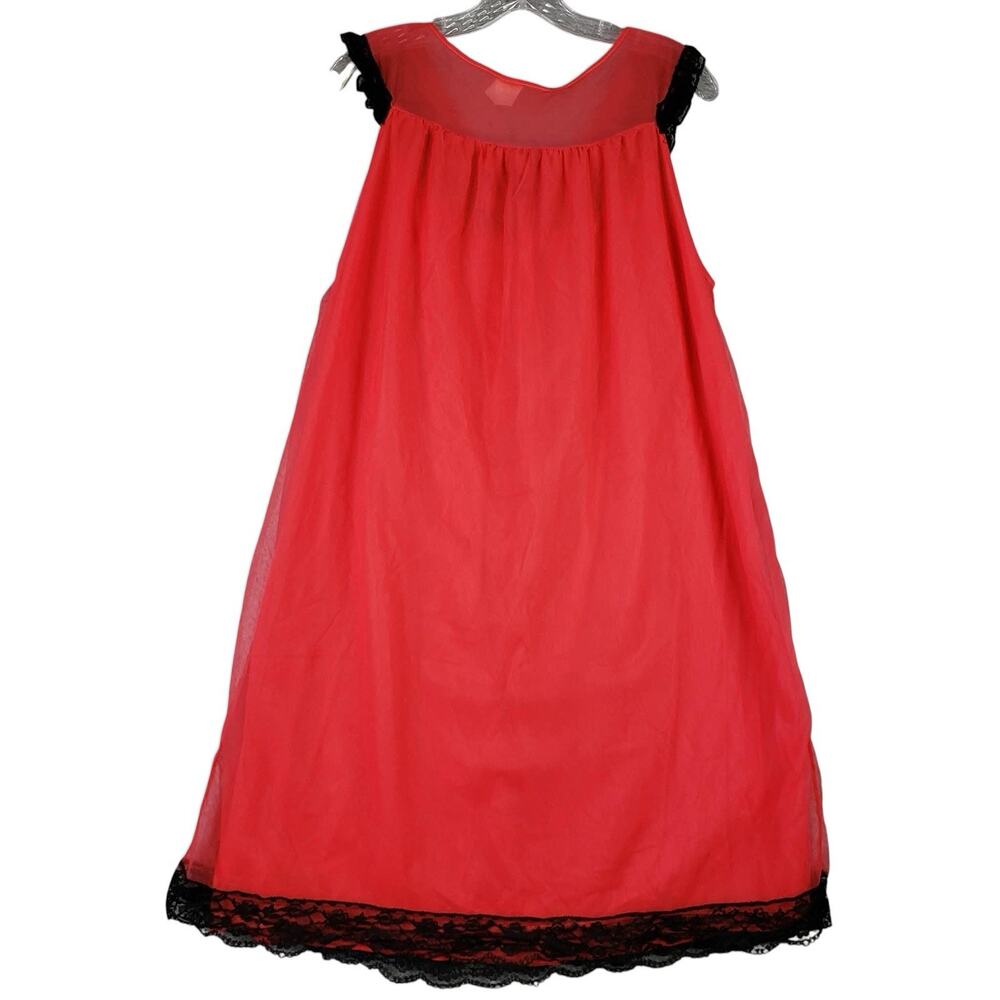 Queens Way Vtg Sheer Midi Nightgown Peignoir Size Large Babydoll Chiffon - Picture 3 of 8